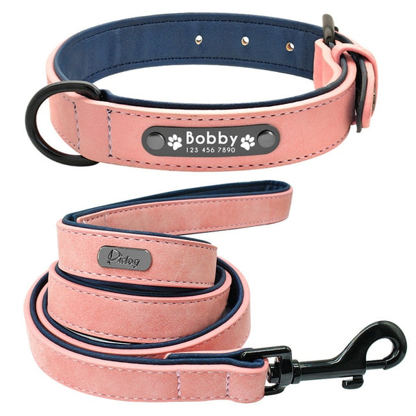 Lederen Halsband Leash Set Gepersonaliseerde Aangepaste Honden Halsbanden 2 Layer Lederen Hondenriem Voor Kleine Medium Grote Honden Pitbull