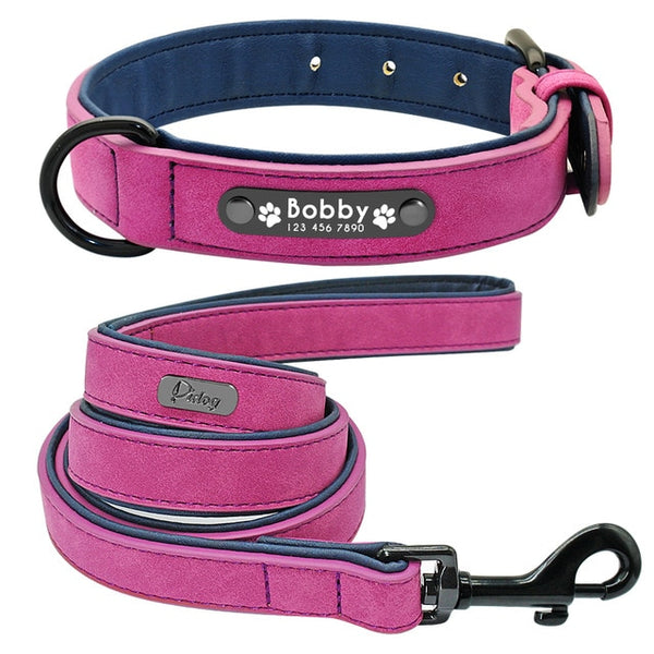 Lederen Halsband Leash Set Gepersonaliseerde Aangepaste Honden Halsbanden 2 Layer Lederen Hondenriem Voor Kleine Medium Grote Honden Pitbull