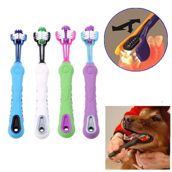 Dozzlor 1/5Pcs Pet Toothbrush Random Color Dog Cat Cleaning SuppliesTeddy Dog Brush Addition Bad Breath Tartar Teeth Care